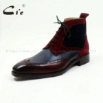 Cie Square Toe Wingtips Mixed Colors Navy Wine100%Genuine Calf Leather Boot Handmade Bespoke Leather Lacing Men Ankle Boot A102 - Image 2