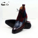 Cie Square Toe Wingtips Mixed Colors Navy Wine100%Genuine Calf Leather Boot Handmade Bespoke Leather Lacing Men Ankle Boot A102 - Image 6